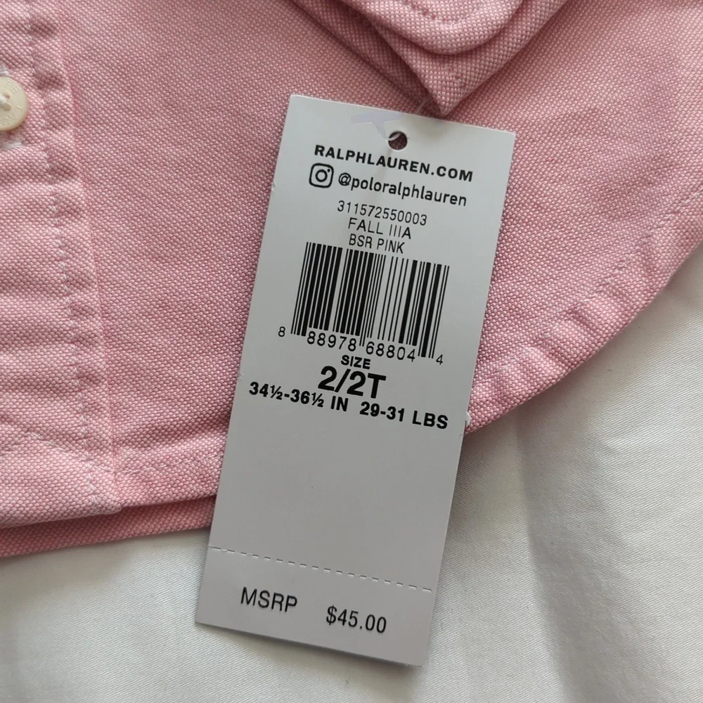 Ralph Lauren kid's Pink shirt. Size 2/2T. - Picture 4 of 7